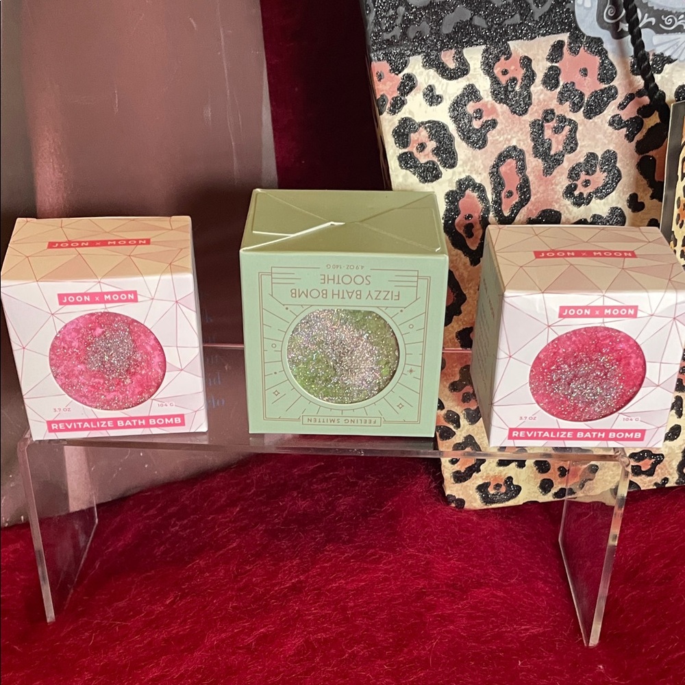 JOON X MOON REVITALIZE & SOOTHING GEODE BATH BOMBS LOT OF 3 PINK & GREEN